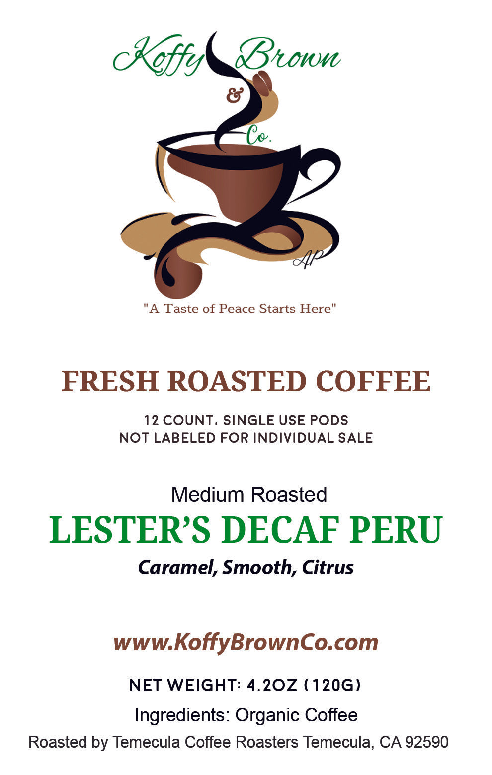 Lester's Decaf Peru Pods